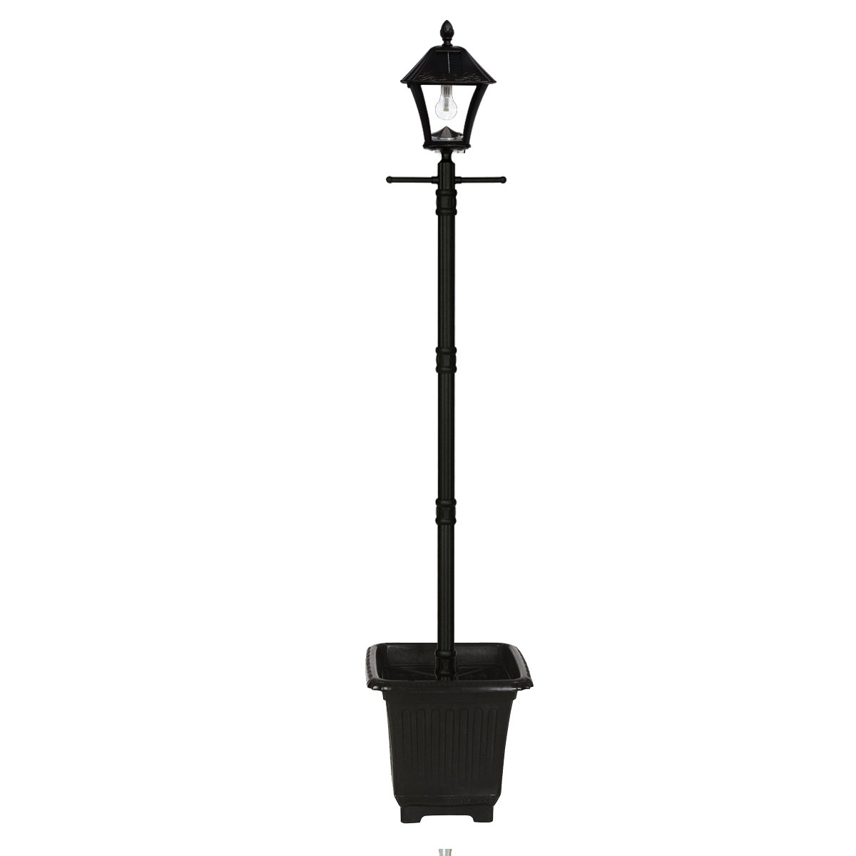 GAMA 106BPLSG0 BAYTOWN BULB SOLAR LAMP W/ PLANTER AND EZ ANCHOR - BLACK