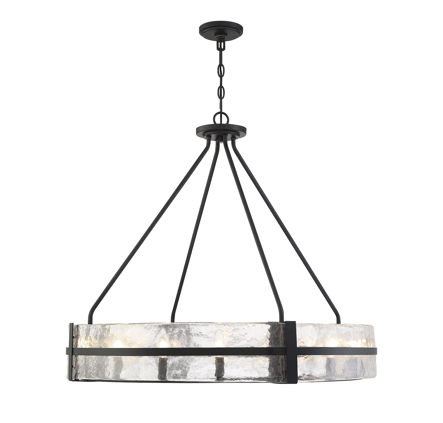 SAVO 7-1851-12-89 HUDSON 12 LIGHT MATTE BLACK  CLEAR WATER GLASS CHANDELIER 36"W 31"H 12 60BC  