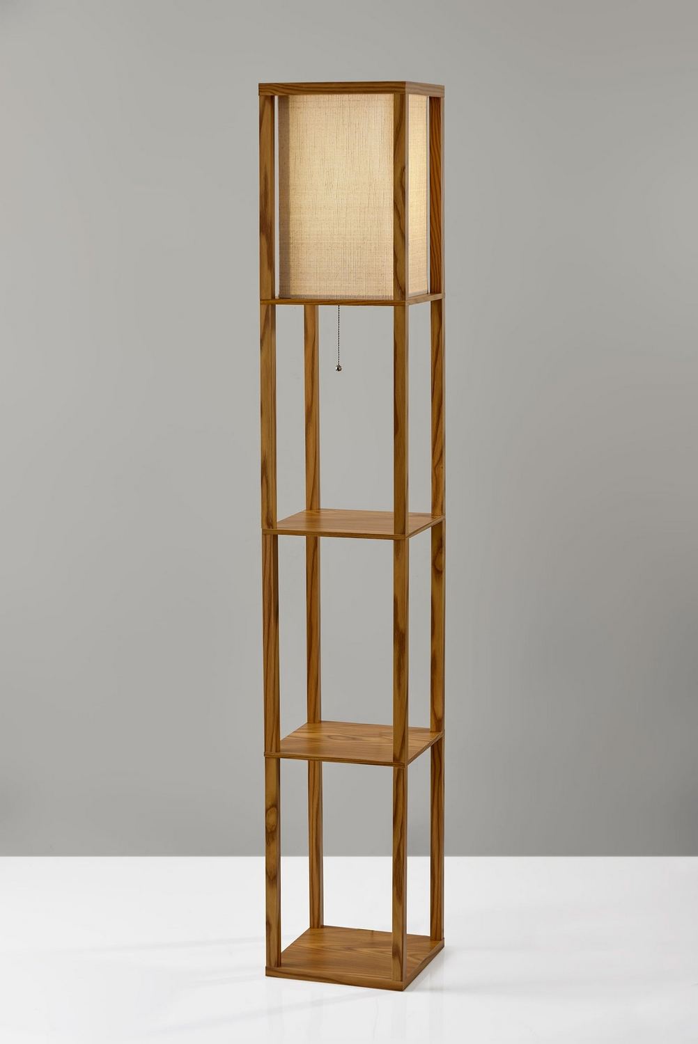 Adesso Wright 63 Walnut Floor Lamp with Square Natural Shade (3138-12) | Quill