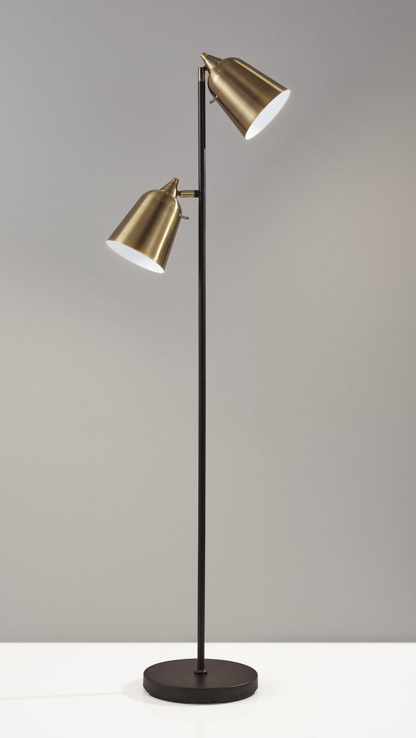 Ryker Floor Lamp - Black/Antique Brass | Tall Lamp, Pole Lamp - Versatile, Adjustable, Decorative