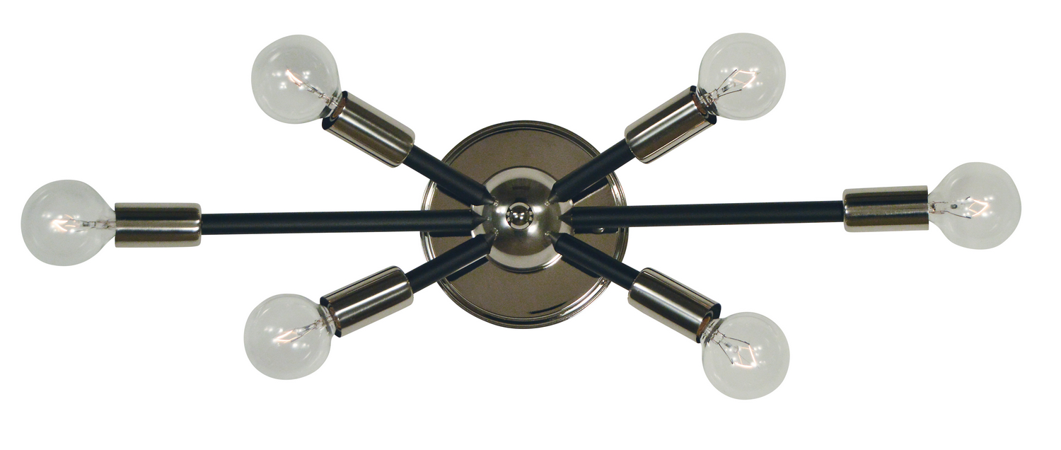 Framburg Simone Six Light Wall Sconce in Polished Nickel with Matte Black Accents - 5015 PN/MBLACK
