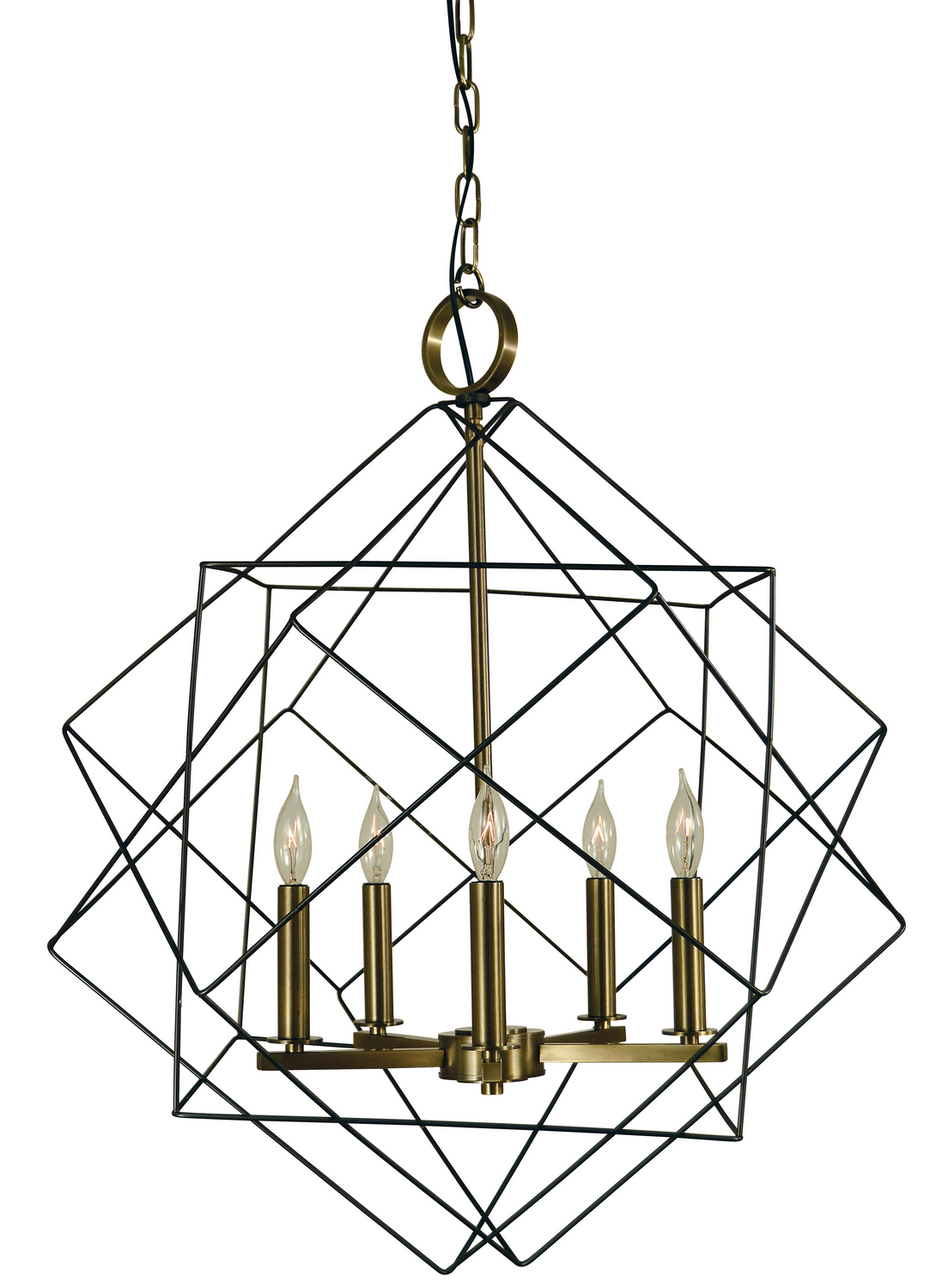 Framburg Etoile Five Light Chandelier in Mahogany Bronze with Antique Brass - 4705 MB/AB