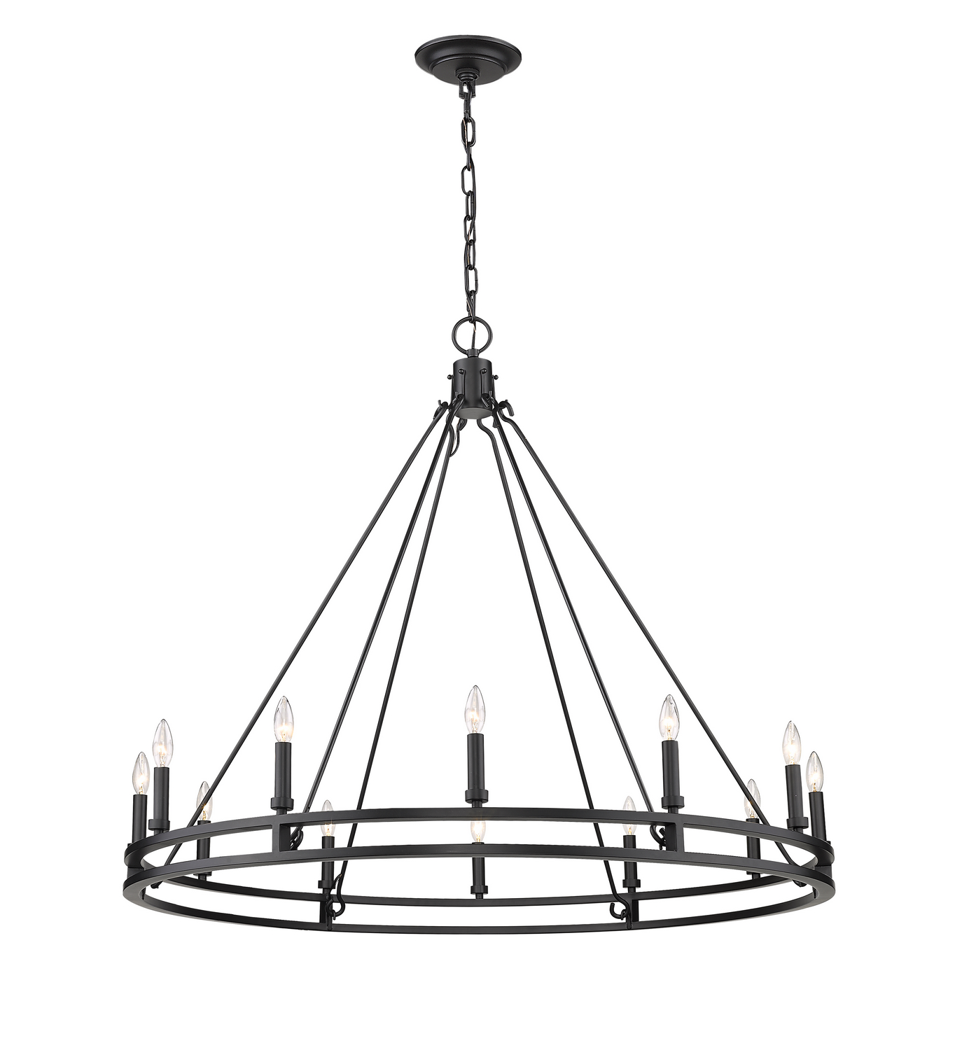12 Light Chandelier by Z-Lite - Dennison Collection, Matte Black Finish - 4005-12MB