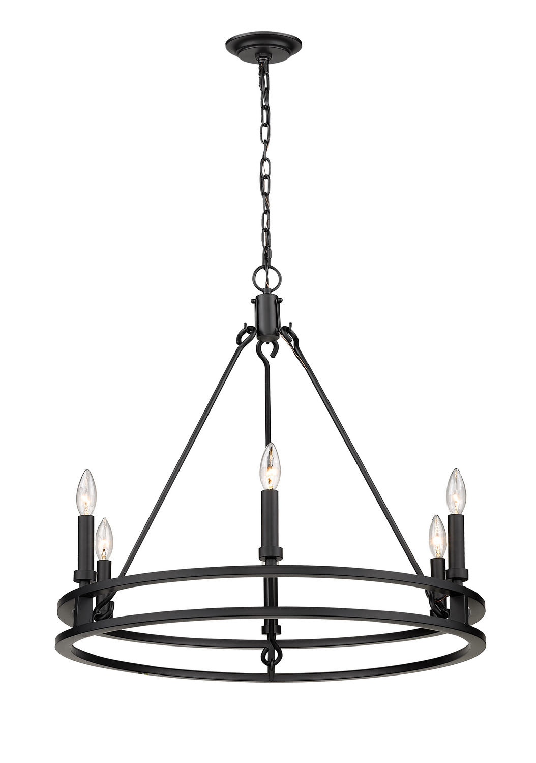 Six Light Chandelier by Z-Lite - Dennison Collection, Matte Black Finish - 4005-6MB