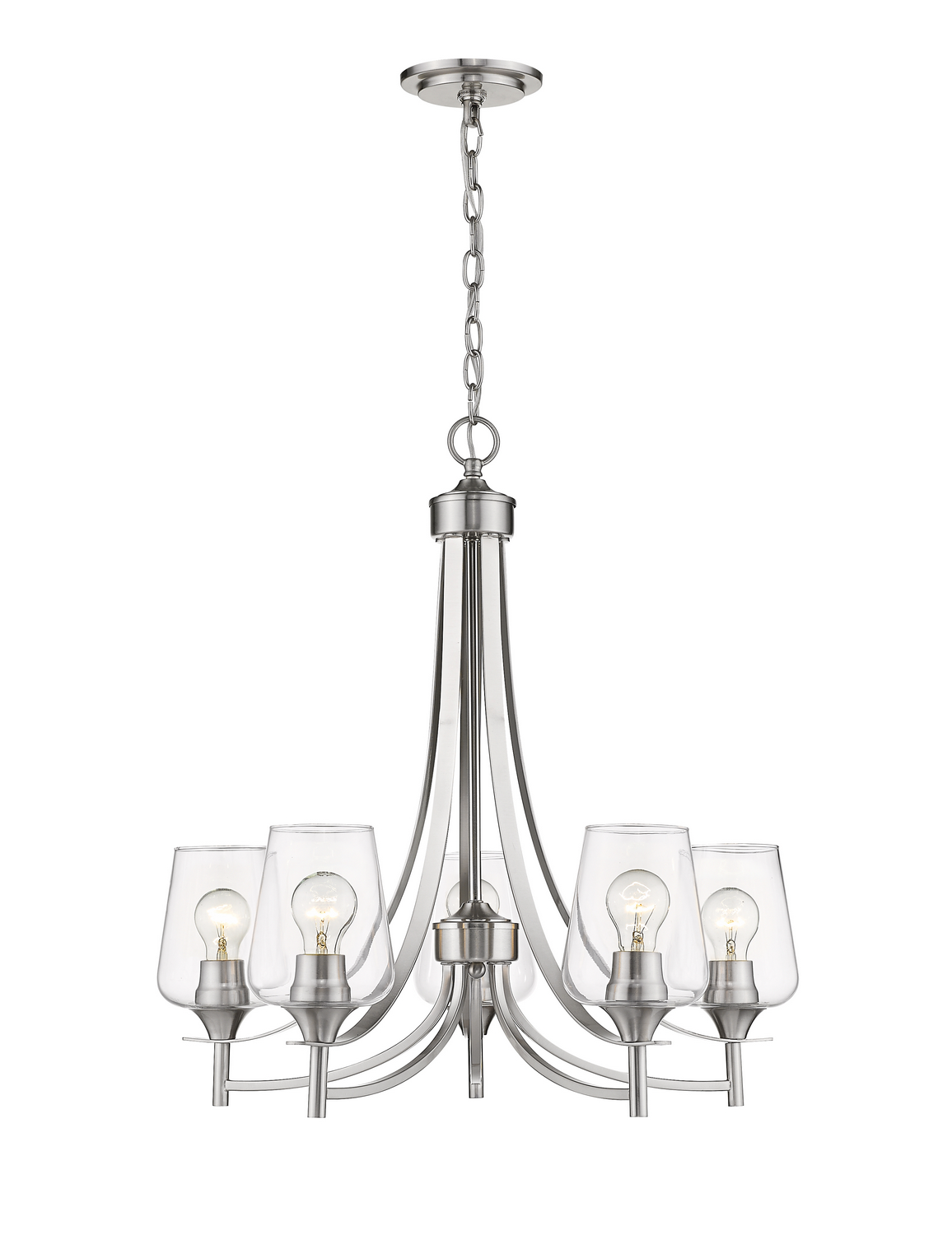 Five Light Chandelier by Z-Lite - Joliet Collection, Brushed Nickel Finish - 473-5BN