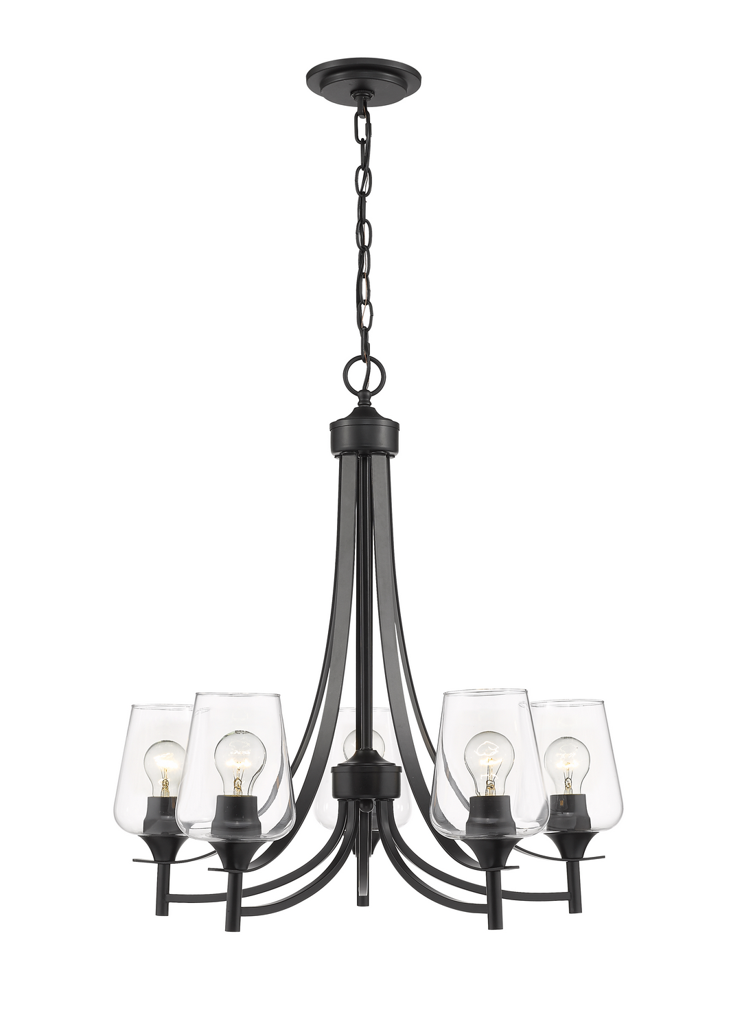 Five Light Chandelier by Z-Lite - Joliet Collection, Matte Black Finish - 473-5MB
