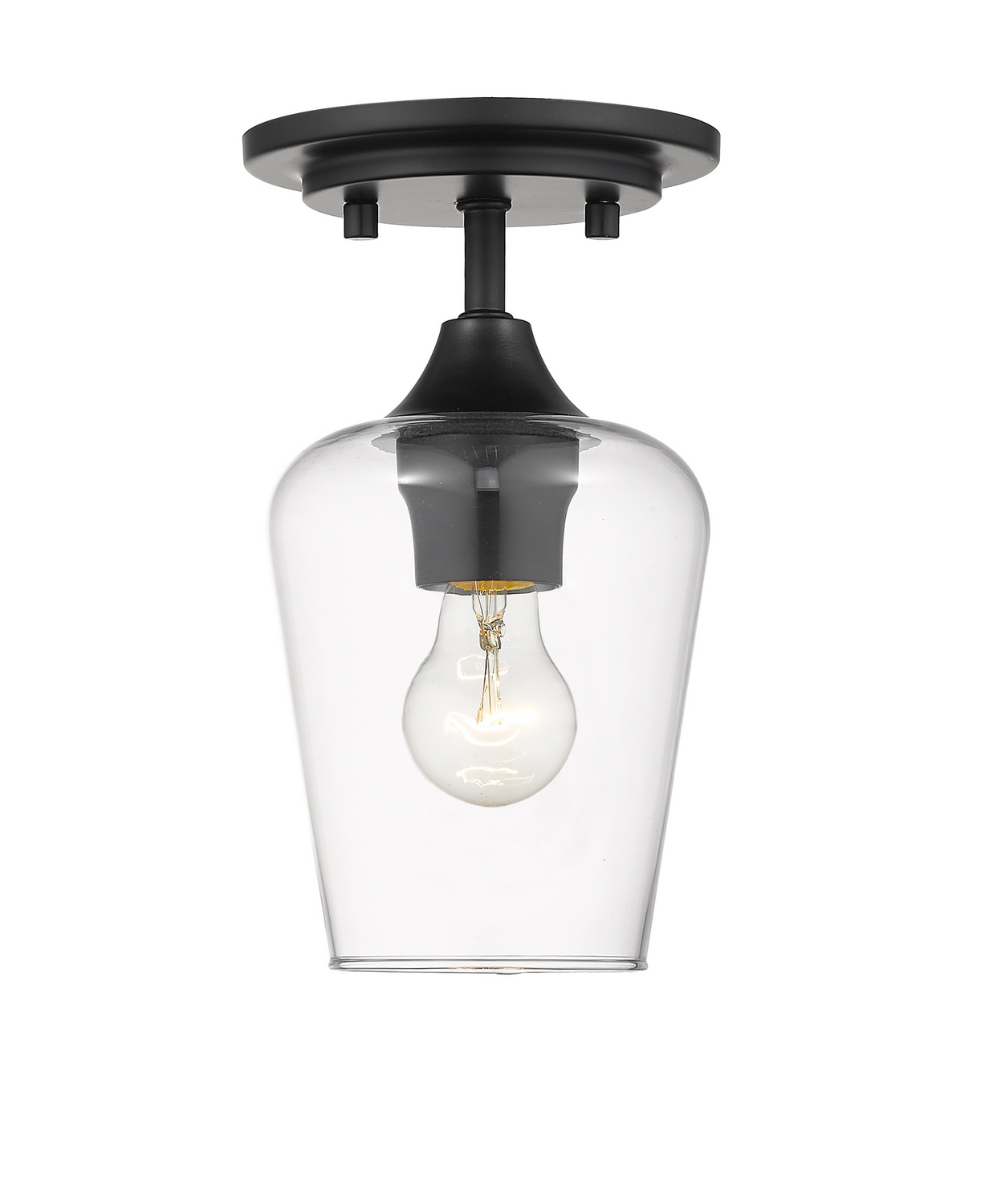 One Light Flush Mount by Z-Lite - Joliet Collection, Matte Black Finish - 473F1-MB