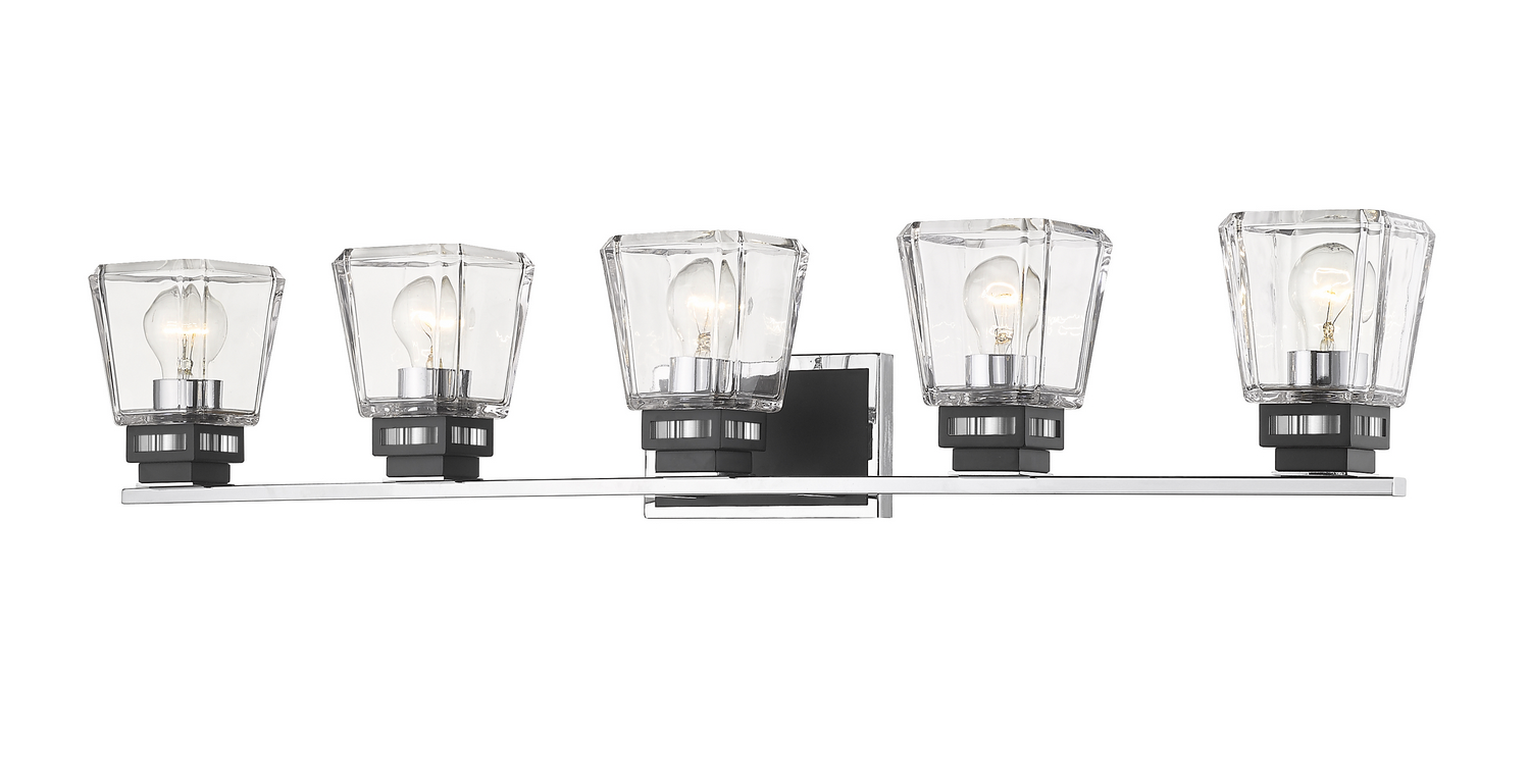 Five Light Vanity by Z-Lite - Jackson Collection, Chrome + Matte Black Finish - 474-5V-CH-MB
