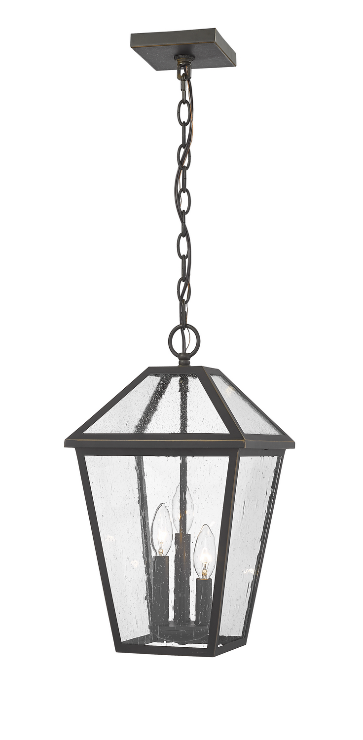 Three Light Outdoor Chain Mount Ceiling Fixture by Z-Lite - Talbot Collection, Oil Rubbed Bronze Finish - 579CHB-ORB