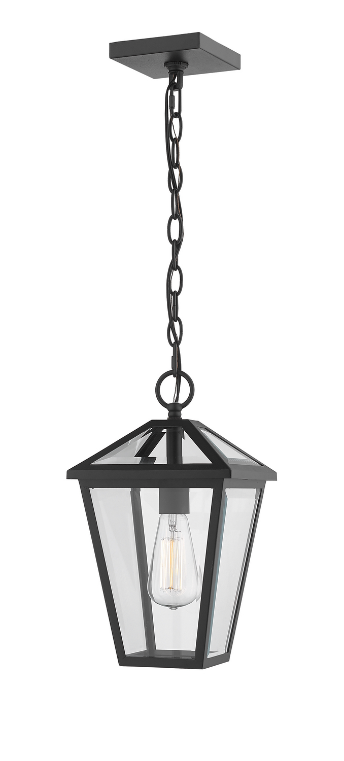 One Light Outdoor Chain Mount Ceiling Fixture by Z-Lite - Talbot Collection, Black Finish - 579CHM-BK