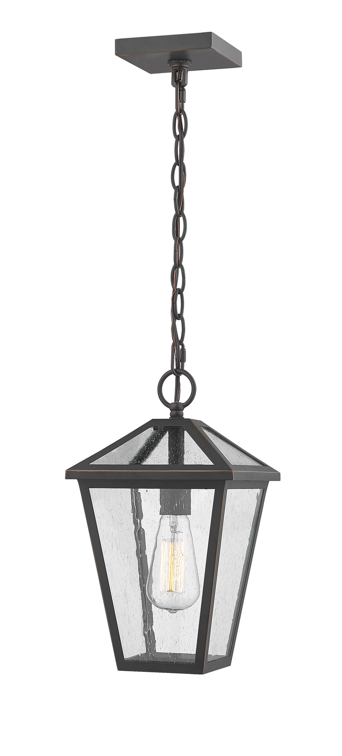 One Light Outdoor Chain Mount Ceiling Fixture by Z-Lite - Talbot Collection, Oil Rubbed Bronze Finish - 579CHM-ORB