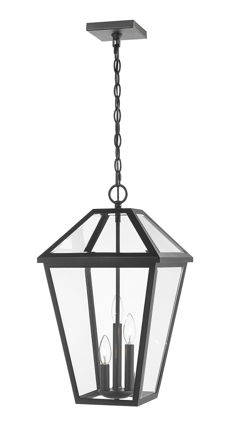 Three Light Outdoor Chain Mount Ceiling Fixture by Z-Lite - Talbot Collection, Black Finish - 579CHXL-BK