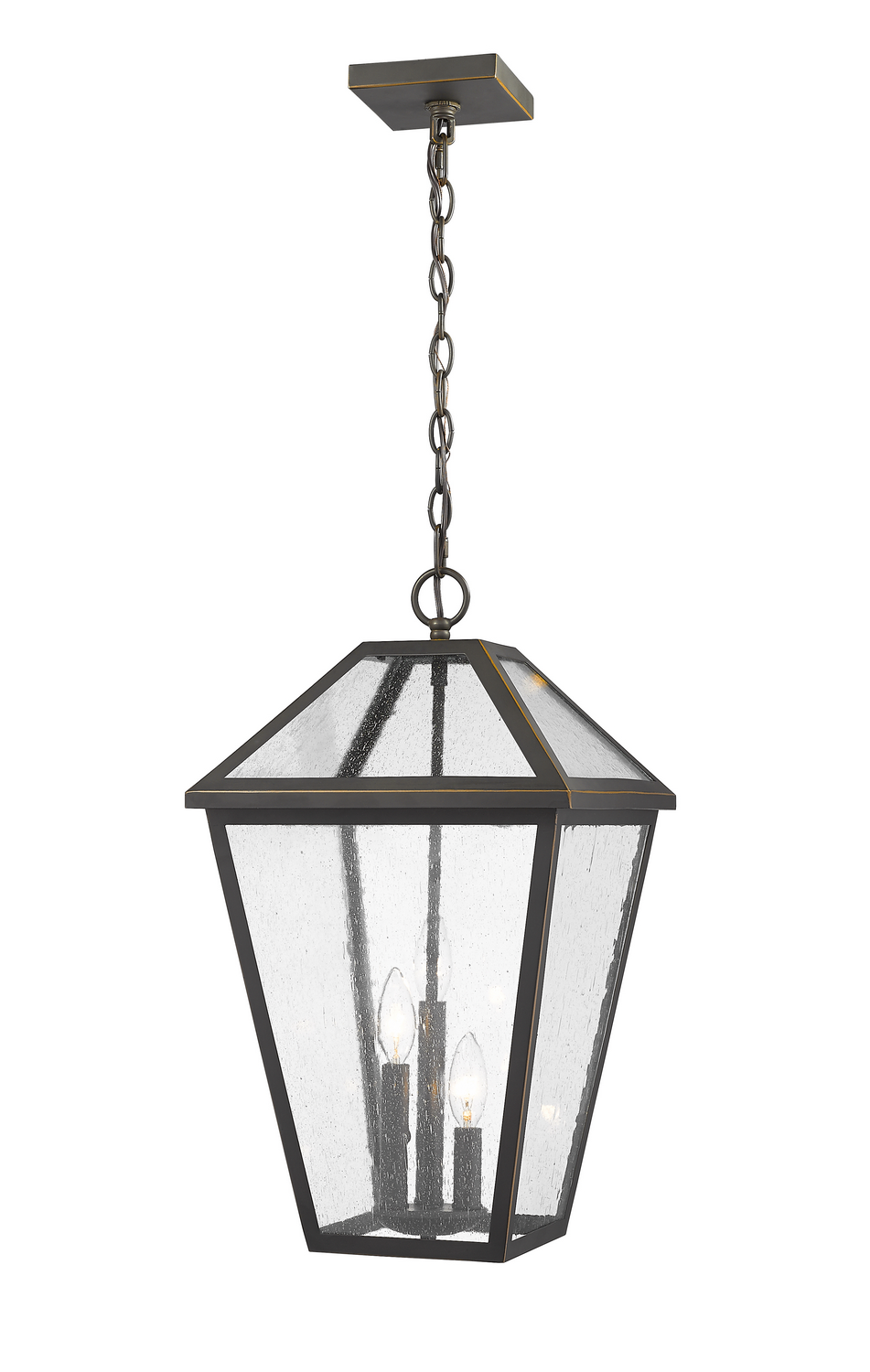 Three Light Outdoor Chain Mount Ceiling Fixture by Z-Lite - Talbot Collection, Oil Rubbed Bronze Finish - 579CHXL-ORB