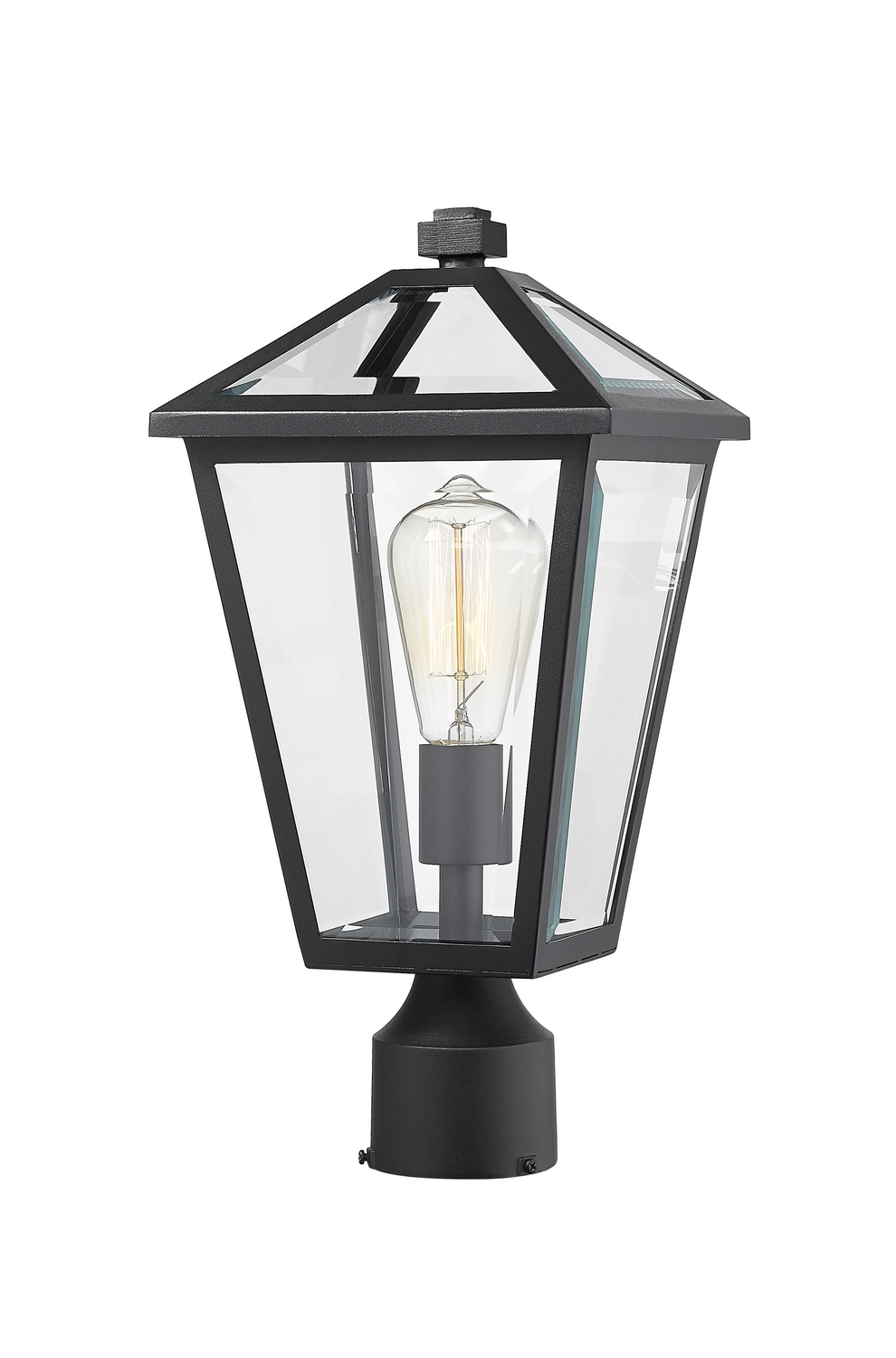 One Light Outdoor Post Mount Fixture by Z-Lite - Talbot Collection, Black Finish - 579PHMR-BK