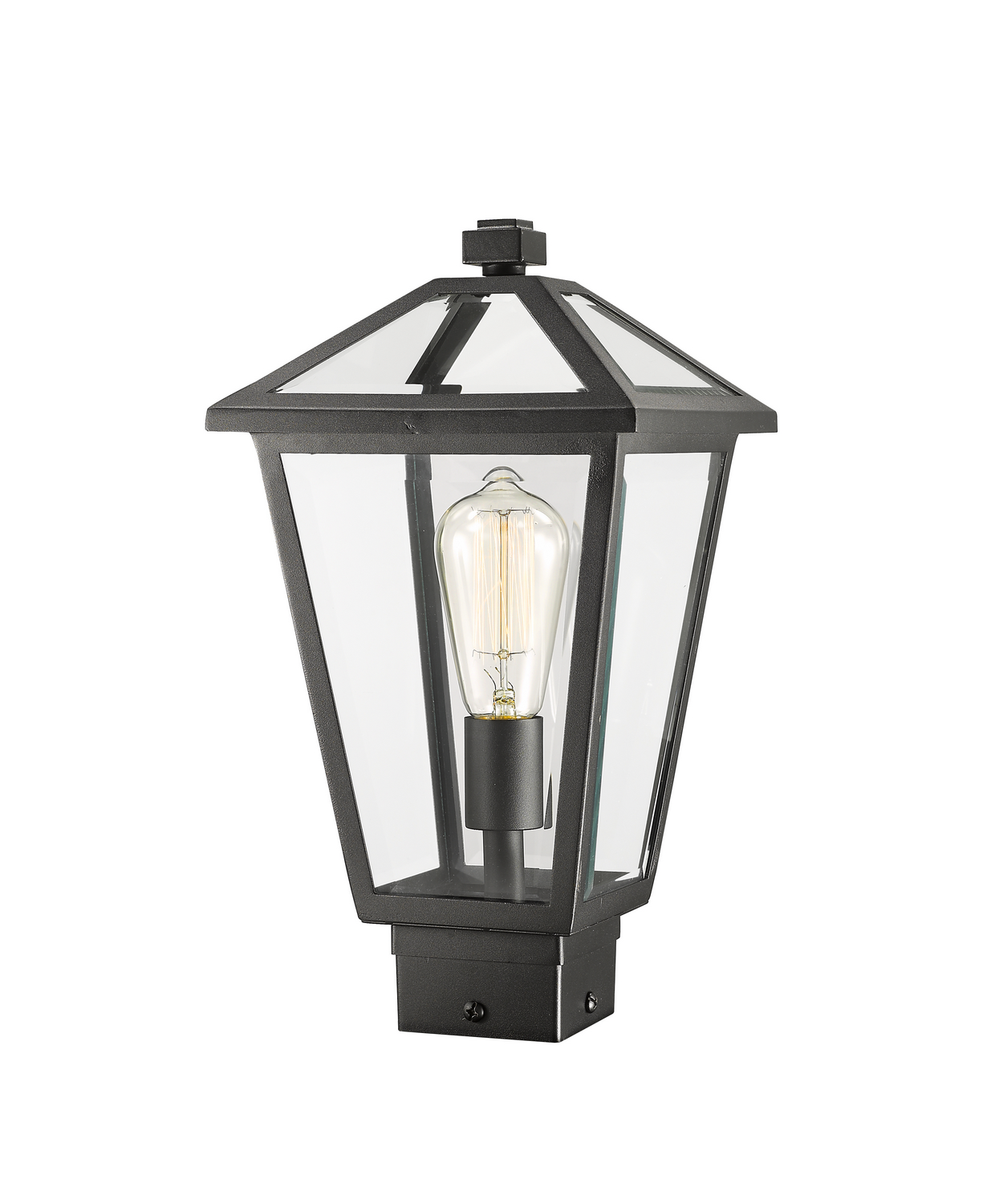 One Light Outdoor Post Mount Fixture by Z-Lite - Talbot Collection, Black Finish - 579PHMS-BK