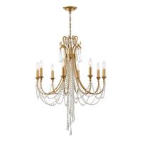 Eight Light Chandelier by Crystorama - Arcadia Collection, Antique Gold Finish - ARC-1908-GA-CL-MWP