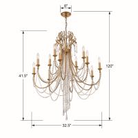 12 Light Chandelier by Crystorama - Arcadia Collection, Antique Gold Finish - ARC-1909-GA-CL-MWP