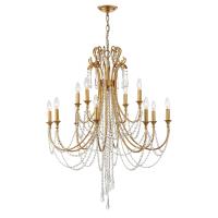 12 Light Chandelier by Crystorama - Arcadia Collection, Antique Gold Finish - ARC-1909-GA-CL-MWP
