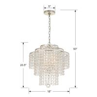 Four Light Chandelier by Crystorama - Arielle Collection, Antique Silver Finish - ARI-304-SA-CL-MWP