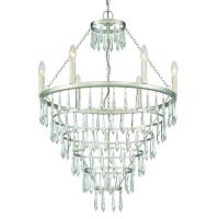 Six Light Chandelier by Crystorama - Lucille Collection, Antique Silver Finish - LUC-A9066-SA