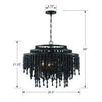 Six Light Chandelier by Crystorama - Poppy Collection, Matte Black Finish - POP-A5076-MK