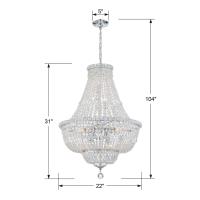 Nine Light Chandelier by Crystorama - Roslyn Collection, Polished Chrome Finish - ROS-A1009-CH-CL-MWP
