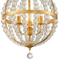 Three Light Chandelier by Crystorama - Roxy Collection, Antique Gold Finish - ROX-A9003-GA