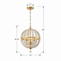Three Light Chandelier by Crystorama - Roxy Collection, Antique Gold Finish - ROX-A9003-GA