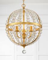 Three Light Chandelier by Crystorama - Roxy Collection, Antique Gold Finish - ROX-A9003-GA