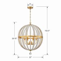 Six Light Chandelier by Crystorama - Roxy Collection, Antique Gold Finish - ROX-A9006-GA