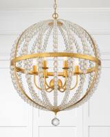 Six Light Chandelier by Crystorama - Roxy Collection, Antique Gold Finish - ROX-A9006-GA