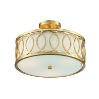 Three Light Semi Flush Mount by Crystorama - Graham Collection, Antique Gold Finish - 285-GA