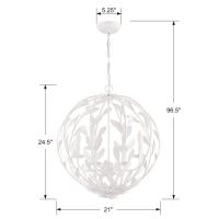 Six Light Chandelier by Crystorama - Broche Collection, Matte White Finish - 506-MT