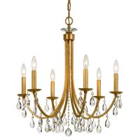 Six Light Chandelier by Crystorama - Bridgehampton Collection, Antique Gold Finish - 8826-GA-CL-S