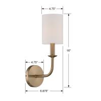 One Light Wall Sconce by Crystorama - Bailey Collection, Aged Brass Finish - BAI-A2101-AG