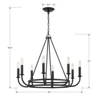 Eight Light Chandelier by Crystorama - Bailey Collection, Matte Black Finish - BAI-A2108-MK