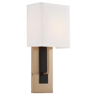 One Light Wall Sconce by Crystorama - Brent Collection, Vibrant Gold + Black Forged Finish - BRE-A3631-VG-BF