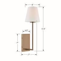 One Light Wall Sconce by Crystorama - Lena Collection, Vibrant Gold Finish - LEN-250-OP-VG