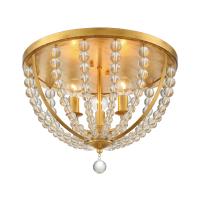 Three Light Flush Mount by Crystorama - Roxy Collection, Antique Gold Finish - ROX-A9000-GA