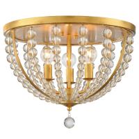 Three Light Flush Mount by Crystorama - Roxy Collection, Antique Gold Finish - ROX-A9000-GA