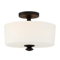 Two Light Semi Flush Mount by Crystorama - Travis Collection, Black Forged Finish - TRA-A3302-BF