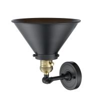 One Light Wall Sconce by Innovations - Franklin Restoration Collection, Black Antique Brass Finish - 203SW-BAB-M10-BK