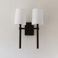 Two Light Wall Sconce by Crystorama - Bromley Collection, Black Forged Finish - BRO-452-BF