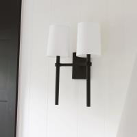 Two Light Wall Sconce by Crystorama - Bromley Collection, Black Forged Finish - BRO-452-BF