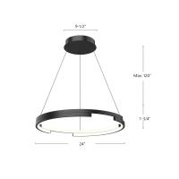 LED Pendant by Kuzco Lighting - Anello Minor Collection, Black Finish - PD52724-BK