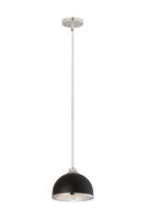 One Light Pendant by Z-Lite - Landry Collection, Matte Black + Chrome Finish - 1004P10-MB-CH