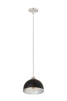 One Light Pendant by Z-Lite - Landry Collection, Matte Black + Chrome Finish - 1004P10-MB-CH
