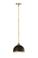 One Light Pendant by Z-Lite - Landry Collection, Matte Black + Rubbed Brass Finish - 1004P10-MB-RB