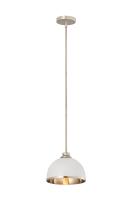 One Light Pendant by Z-Lite - Landry Collection, Matte White + Brushed Nickel Finish - 1004P10-MW-BN