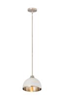 One Light Pendant by Z-Lite - Landry Collection, Matte White + Brushed Nickel Finish - 1004P10-MW-BN